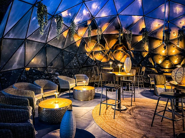 Inside Gather's glass dome